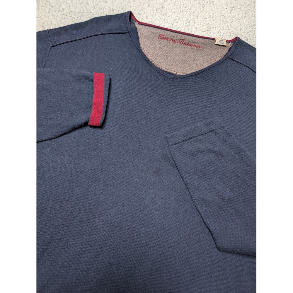 Tommy Bahama Mens Sweater BT47572 Cotton Cashmere Navy Blue Big & Tall 2XB